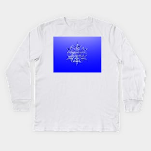 True Blue Fractal Snowflake Kids Long Sleeve T-Shirt